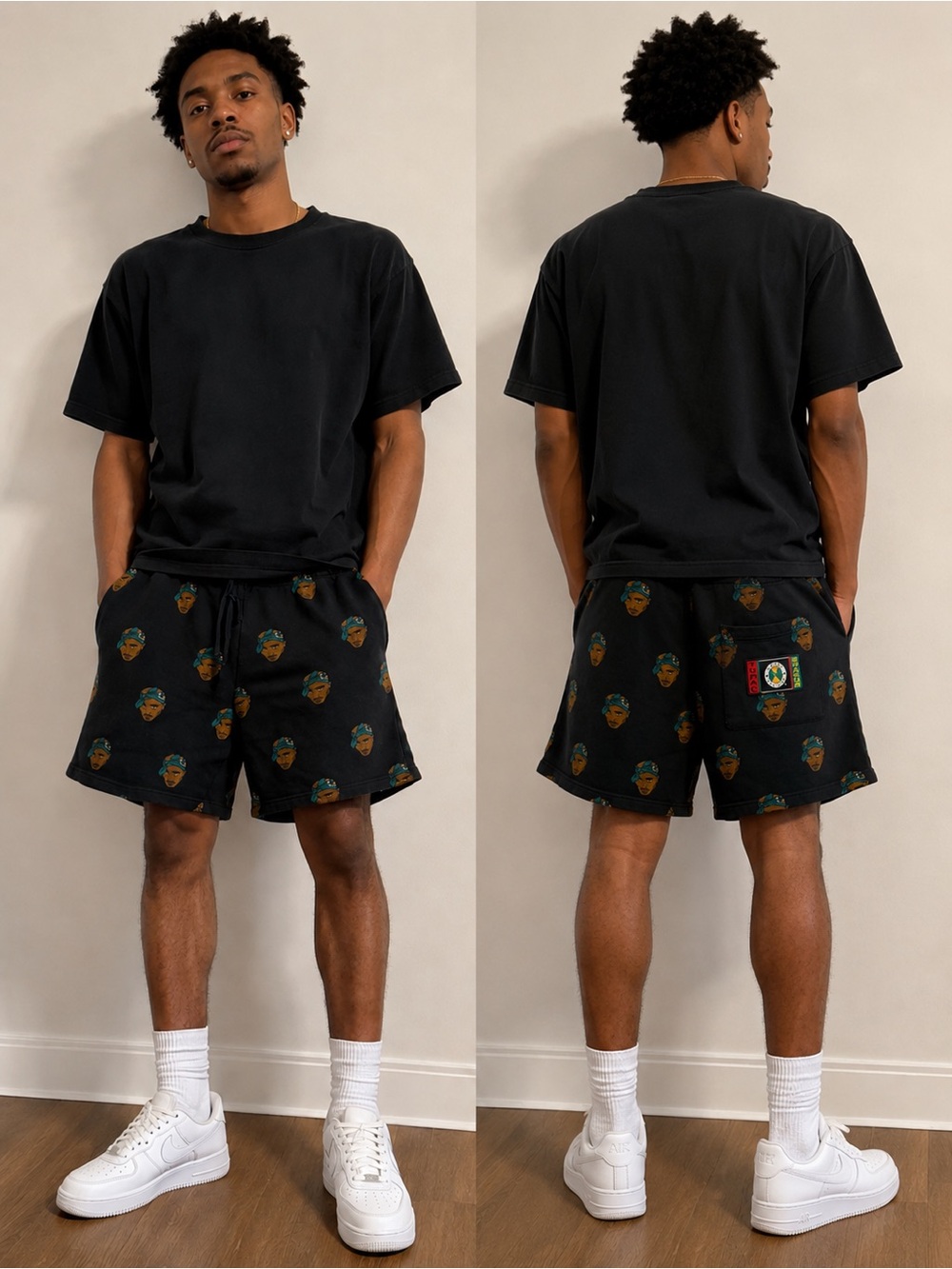Limited edition-Cross Colours Tupac Graphic Sweat Shorts Men’s XL